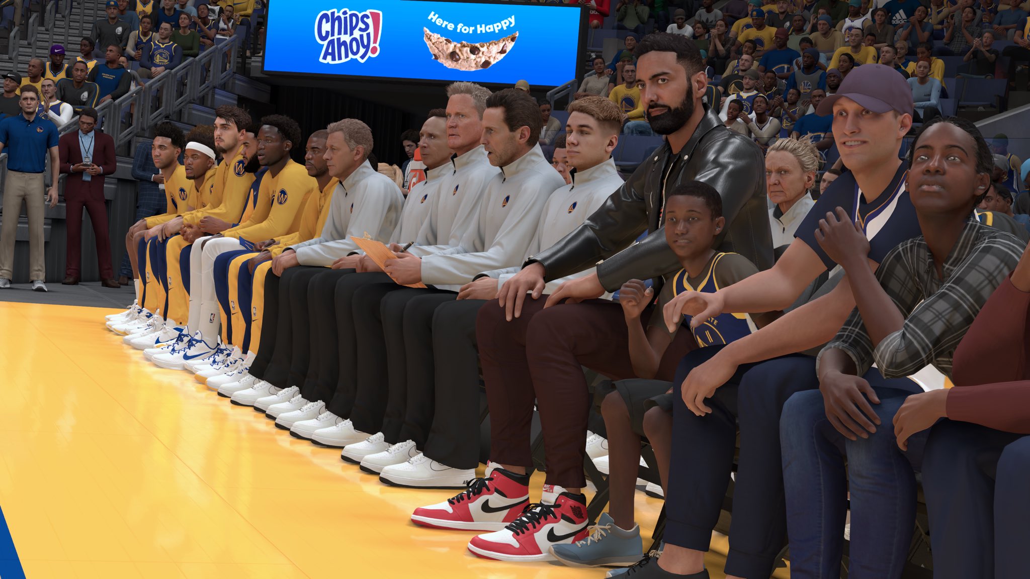 Celebrities sitting courtside at the NBA All-Star Game